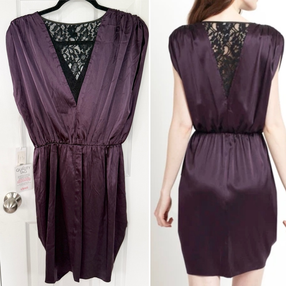 2B. RYCH NWT Silk Cocktail Dress in Plum Vixen Faux Wrap Size 4